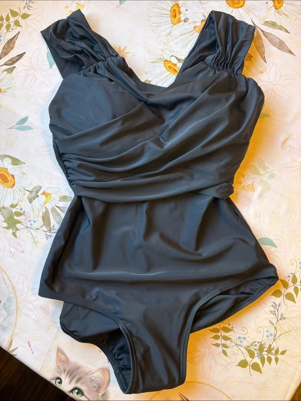 Sculpting Ruched One-Piece Swimsuit in Charcoal Gray